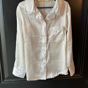 White Satin Girls Pajama set